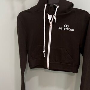 Just Strong Black Cropped Hoodie